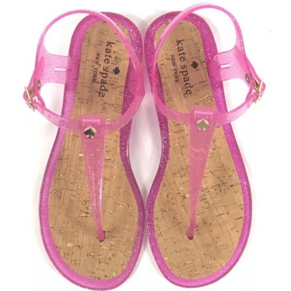 kate spade Shoes Kate Spade Pink Glitter Jelly Sandals Size 8 Euc
